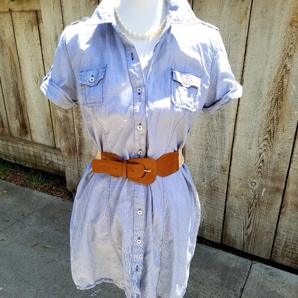 Jessica Simpson Blue & White Striped Dress